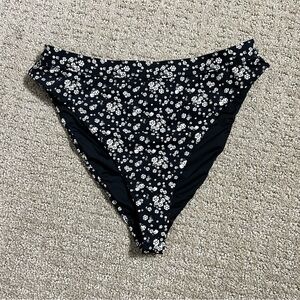 Lulu's Black and White Floral Bikini Bottom